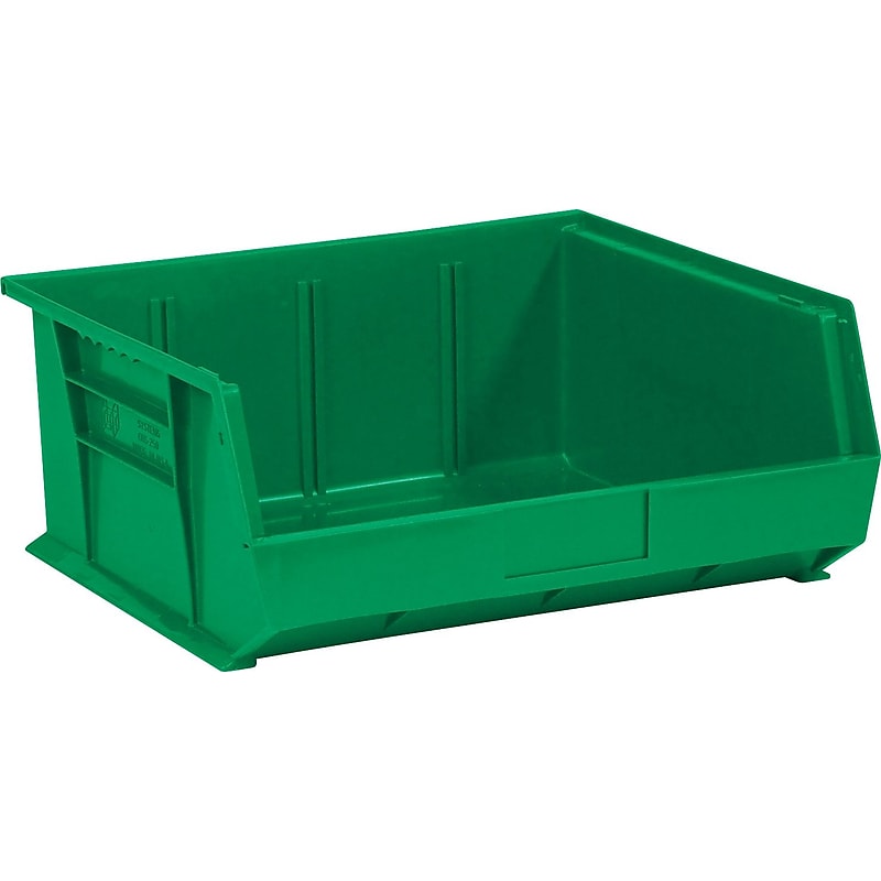Partners Brand 14 3/4" x 16 1/2" x 7" Plastic Stack and Hang Bin Quill Brand, Green, 6/Case image 1