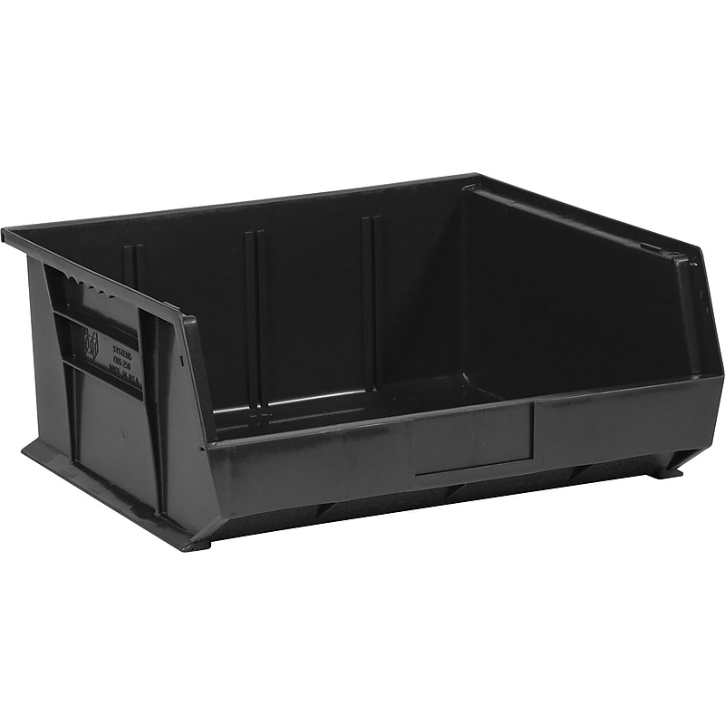 Partners Brand 14 3/4"W x 16 1/2"L x 7"H Plastic Stack and Hang Bin Quill Brand, Black, 6/Case (BINP1516K) image 1