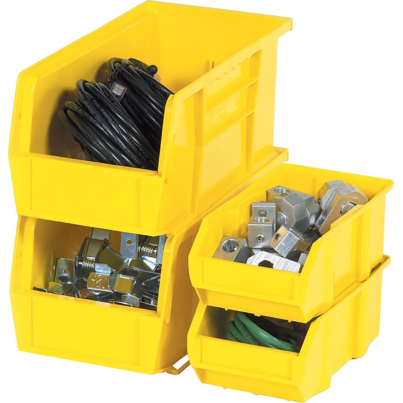 BOX 10 3/4" x 8 1/4" x 7" Plastic Stack and Hang Bin Box, Yellow image 1