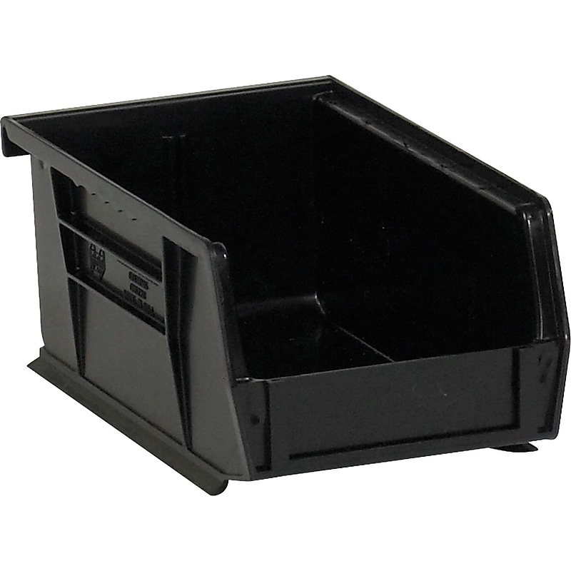 Partners Brand 14 3/4" x 8 1/4" x 7" Plastic Stack and Hang Bin Quill Brand, Black, 12/Case image 1