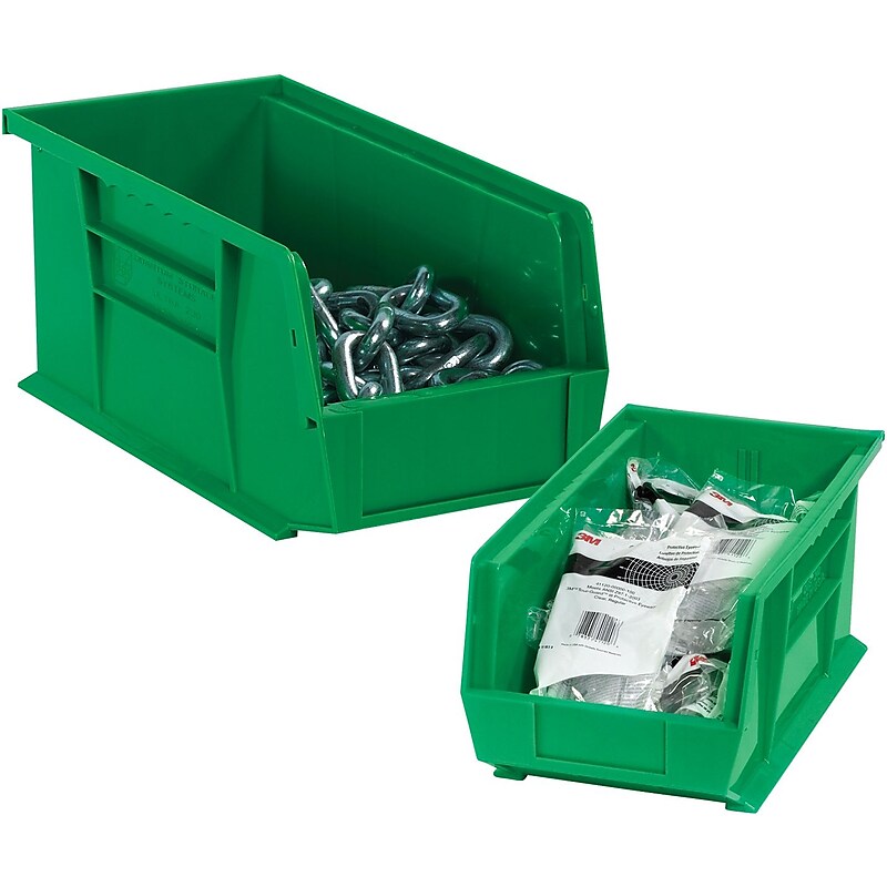 BOX 10 3/4" x 8 1/4" x 7" Plastic Stack and Hang Bin Box, Green image 1