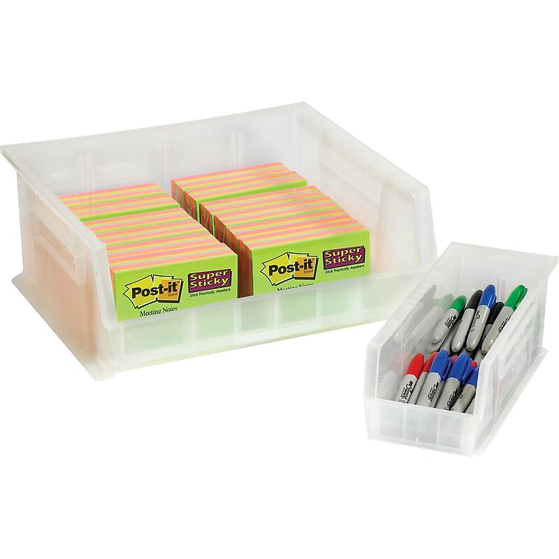 BOX 10 3/4" x 8 1/4" x 7" Plastic Stack and Hang Bin Box, Clear image 1
