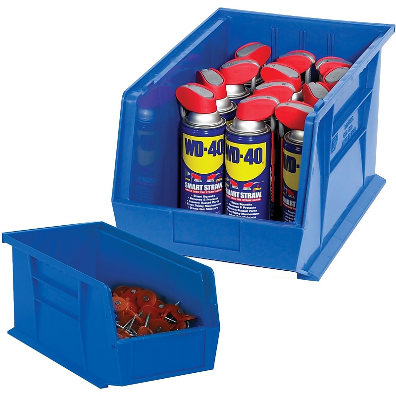 BOX 10 3/4" x 8 1/4" x 7" Plastic Stack and Hang Bin Box, Blue image 1