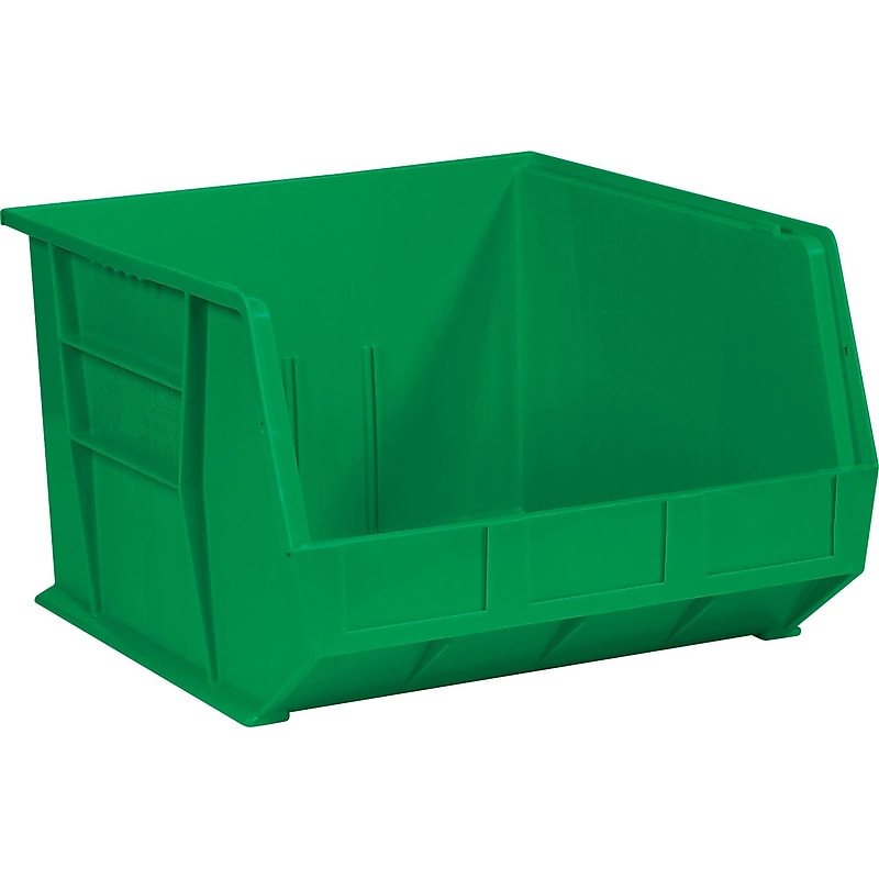 Partners Brand 18" x 16 1/2" x 11" Plastic Stack and Hang Bin Quill Brand, Green, 3/Case image 1