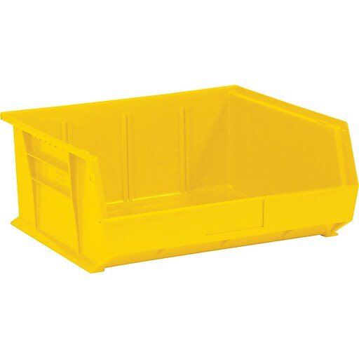 Lot of 6 Plastic Stacking Bin 11 x 10-7/8 x 5 Yellow 