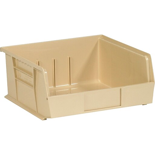 BOX 10 7/8" x 11" x 5" Plastic Stack and Hang Bin Box, Ivory Staples