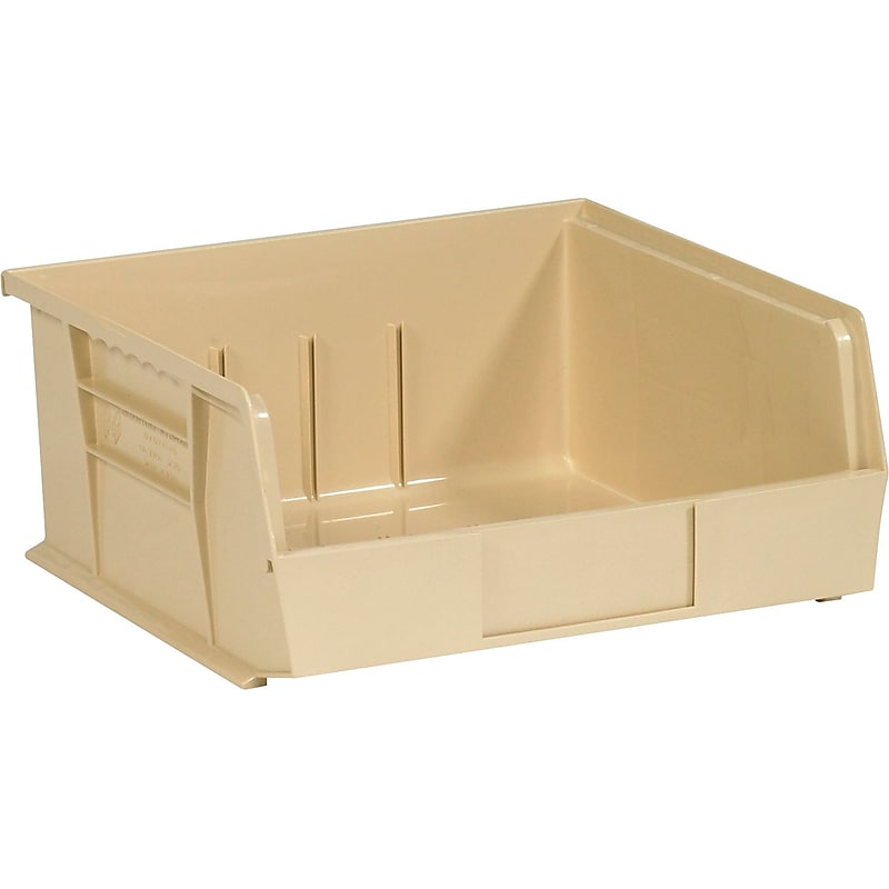 BOX 10 7/8" x 11" x 5" Plastic Stack and Hang Bin Box, Ivory image 1