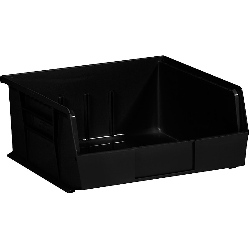 BOX 10 7/8" x 11" x 5" Plastic Stack and Hang Bin Quill Brand, Black, 6/Case image 1