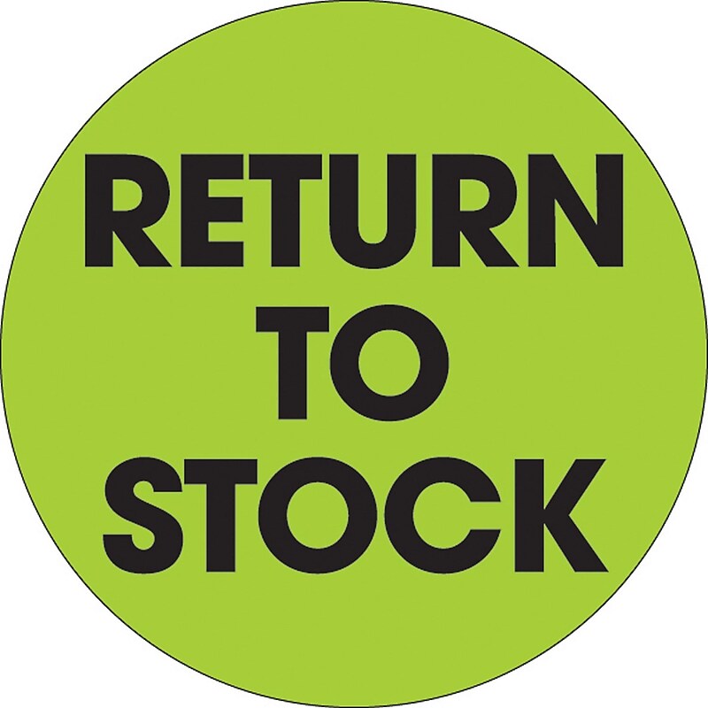 Tape Logic 2" Circle "Return To Stock" Label, Fluorescent Green, 500/Roll image 1