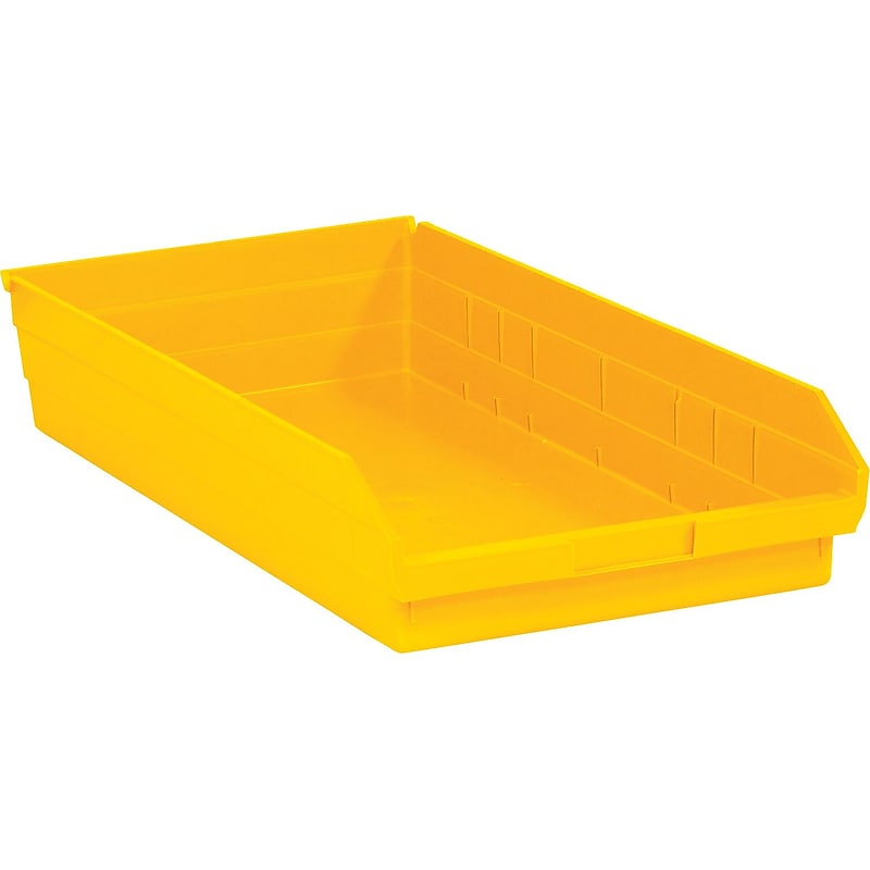 Partners Brand 23 5/8" x 11 1/8" x 4" Plastic Shelf Bin Box, Yellow, 6/Case image 1