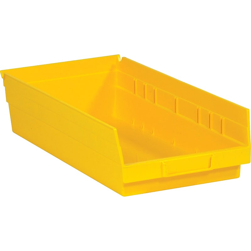 Partners Brand 17 7/8" x 11 1/8" x 4" Plastic Shelf Bin Quill Brand, Yellow, 8/Case image 1