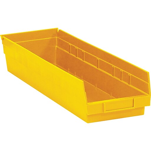 Partners Brand 23 5/8" x 6 5/8" x 4" Plastic Shelf Bin Box, Yellow, 8