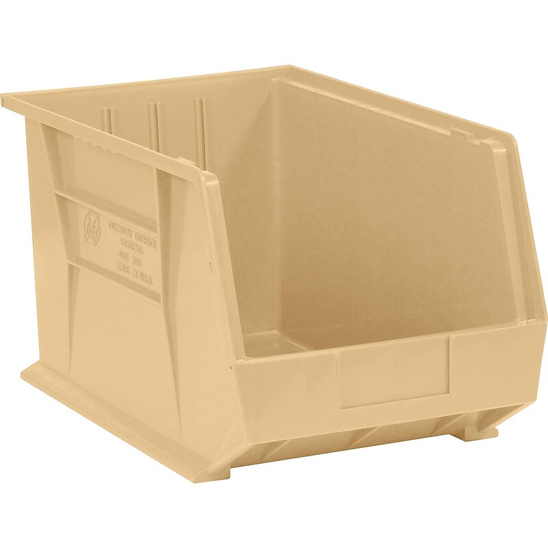 Partners Brand 18" x 11" x 10" Plastic Stack and Hang Bin Quill Brand, Ivory, 4/Case image 1