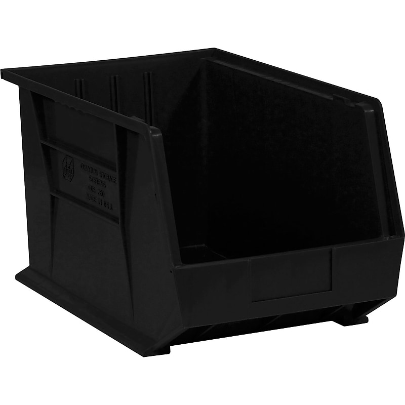 Quill Brand 18" x 11" x 10" Plastic Stack and Hang Bin, Black, 4/Case (BINP1811K) image 1