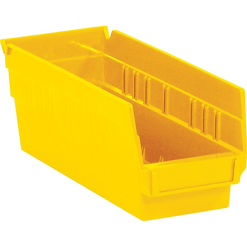 Quill Brand 11 5/8" x 4 1/8" x 4" Plastic Shelf Bin, Yellow, 36/Case (BINPS102Y) image 1