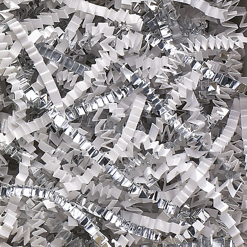 BOX Crinkle Paper, White and Silver Metallic Blend (CPB10DD) image 1