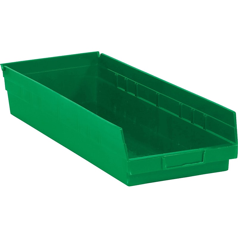 Partners Brand 23 5/8" x 8 3/8" x 4" Plastic Shelf Bin Box, Green, 6/Case image 1