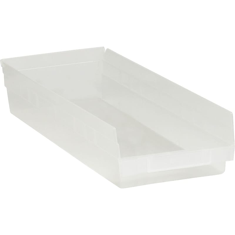 Quill Brand 23 5/8" x 8 3/8" x 4" Plastic Shelf Bin Box, Clear, 6/Case (BINPS123CL) image 1