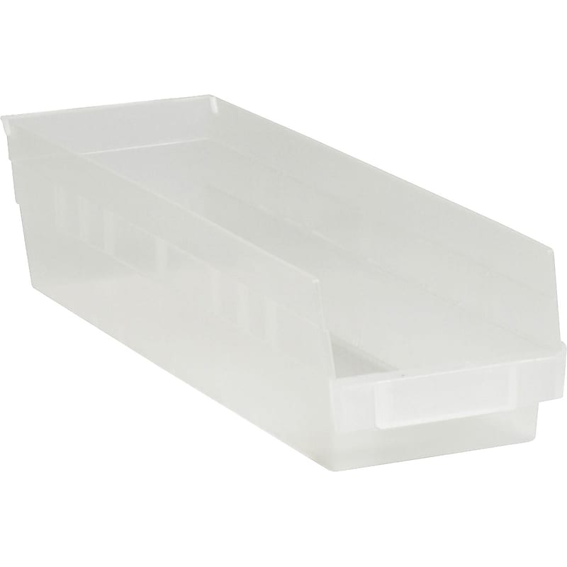 Quill Brand 23 5/8" x 6 5/8" x 4" Plastic Shelf Bin Box, Clear, 8/Case (BINPS122CL) image 1