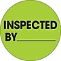 Tape Logic 2" Circle "Inspected By" Label, Fluorescent Green, 500/Roll~#|#~s0708470_sc7