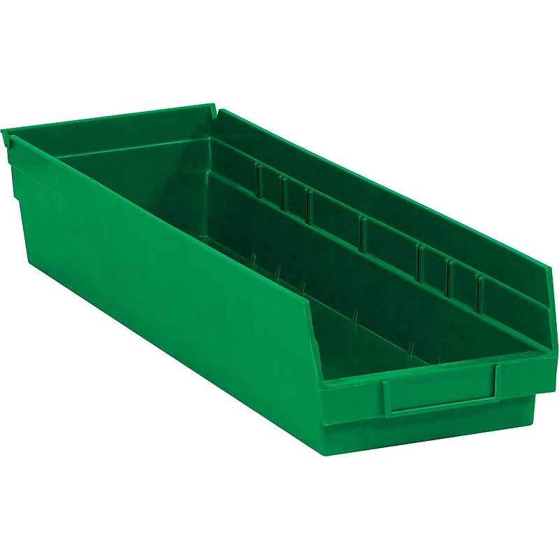Partners Brand 17 7/8" x 4 1/8" x 4" Plastic Shelf Bin Quill Brand, Green, 10/Case image 1