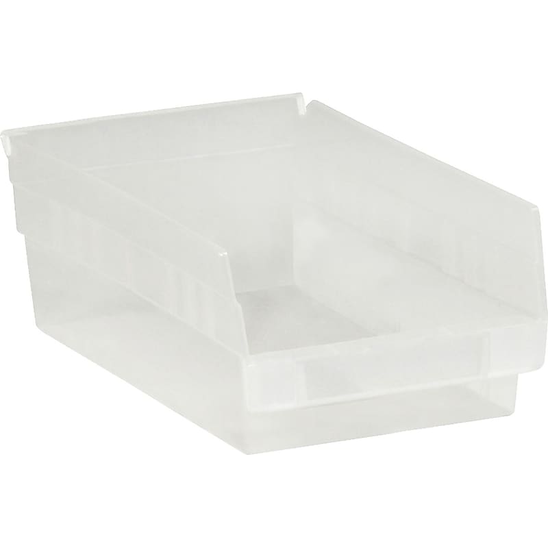 Quill Brand 11 5/8" x 8 3/8" x 4" Plastic Shelf Bin, Clear, 20/Case (BINPS104CL) image 1