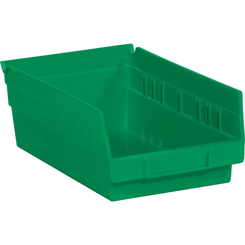 Partners Brand 11 5/8" x 6 5/8" x 4" Plastic Shelf Bin Quill Brand, Green, 30/Case image 1