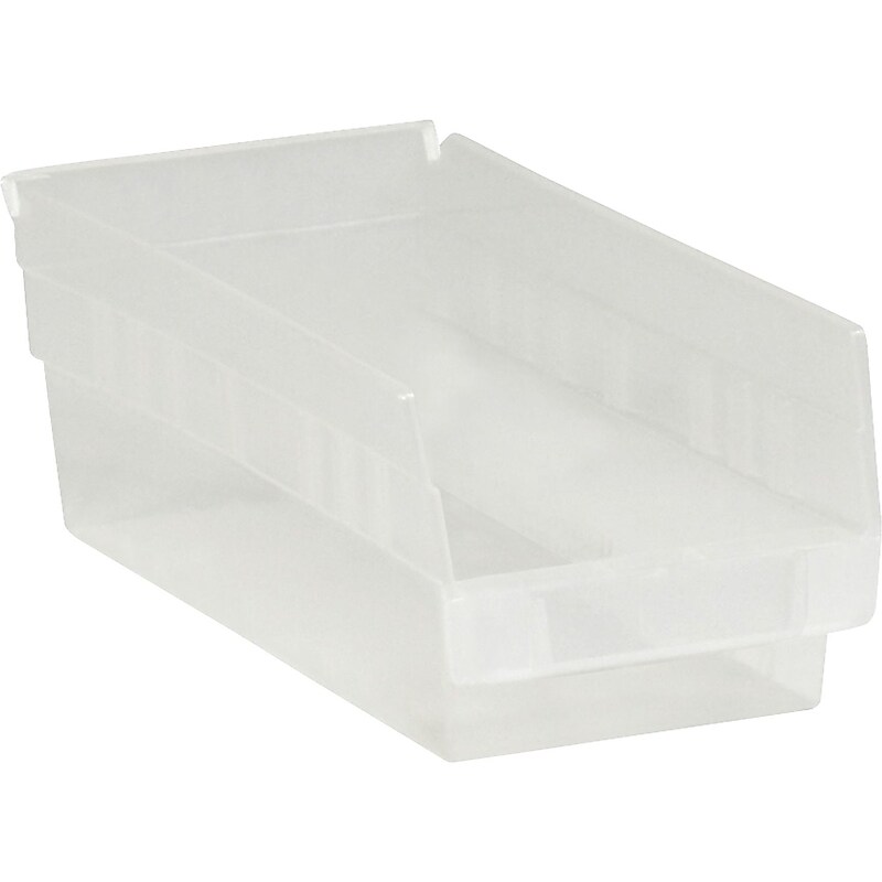 Quill Brand 11 5/8" x 6 5/8" x 4" Plastic Shelf Bin, Clear, 30/Case (BINPS103CL) image 1
