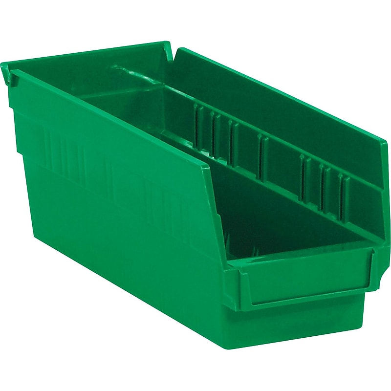 Partners Brand 11 5/8" x 4 1/8" x 4" Plastic Shelf Bin Quill Brand, Green, 36/Case image 1