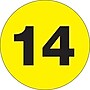 Tape Logic 2" Circle "14" Number Label, Fluorescent Yellow, 500/Roll~#|#~s0708534_sc7