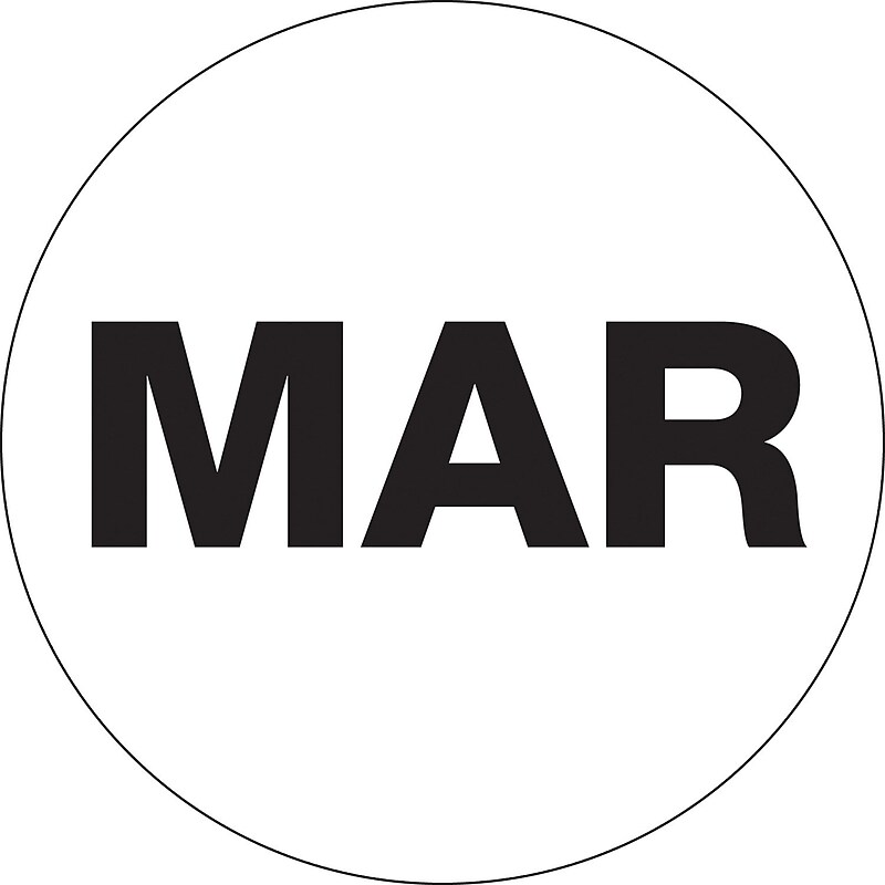 Tape Logic 1" Circle "MAR" Month of the Year Labels, White, 500/Roll image 1