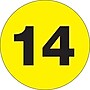 Tape Logic 1" Circle "14" Number Label, Fluorescent Yellow, 500/Roll~#|#~s0708543_sc7