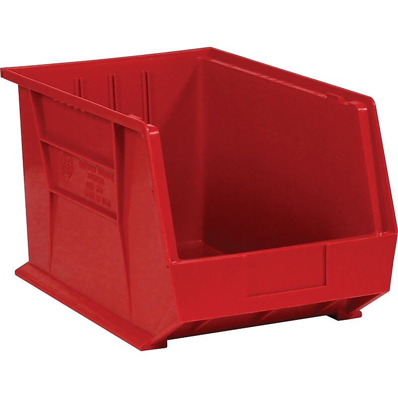 Partners Brand 18" x 11" x 10" Plastic Stack and Hang Bin Quill Brand, Red, 4/Case image 1