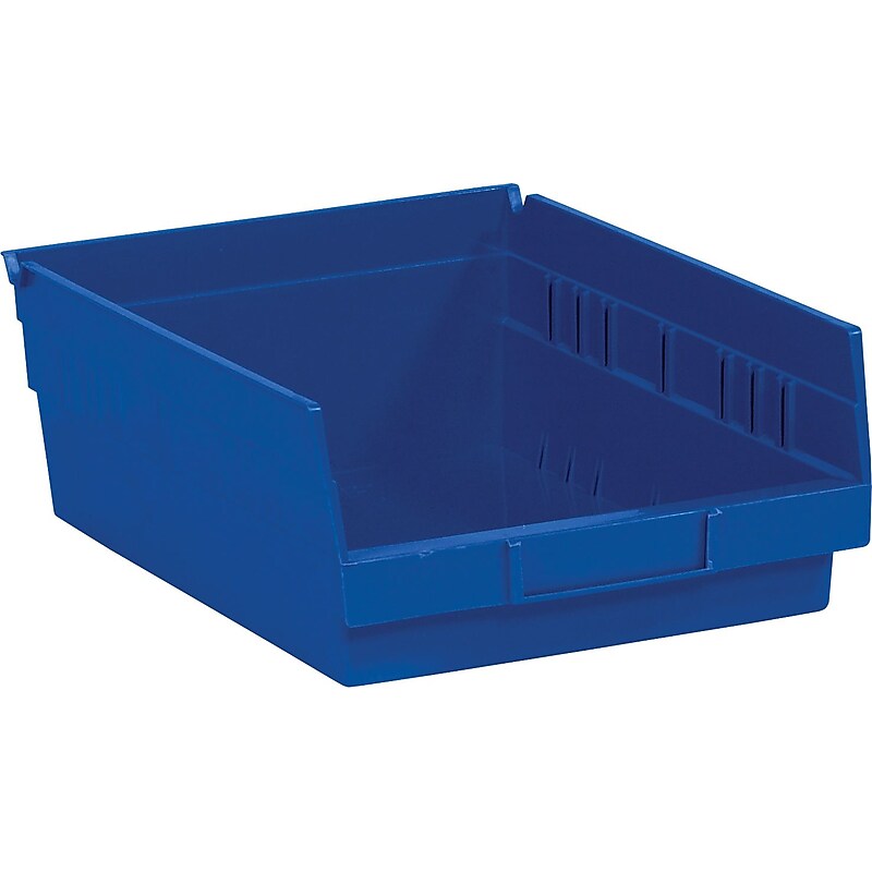 Quill Brand 11 5/8" x 8 3/8" x 4" Plastic Shelf Bin, Blue, 20/Case (BINPS104B) image 1