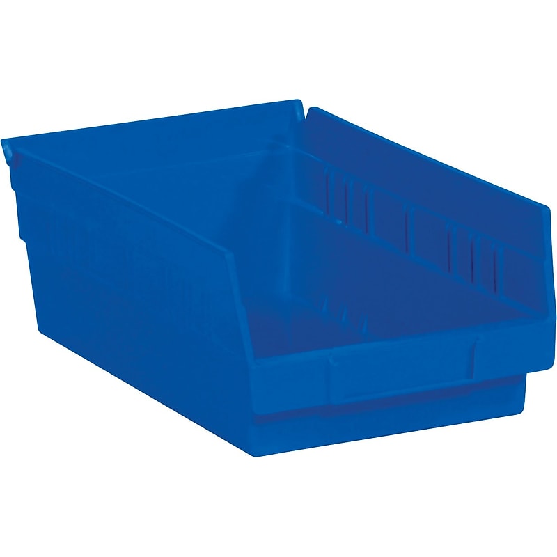 Partners Brand 11 5/8" x 6 5/8" x 4" Plastic Shelf Bin Quill Brand, Blue, 30/Case image 1