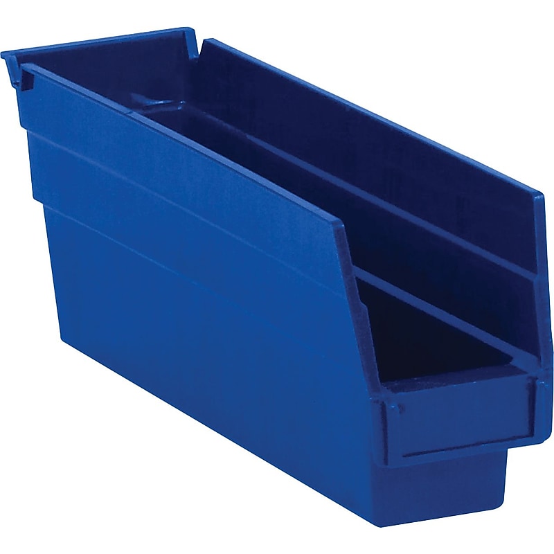 Partners Brand 11 5/8" x 2 3/4" x 4" Plastic Shelf Bin Quill Brand, Blue, 36/Case image 1