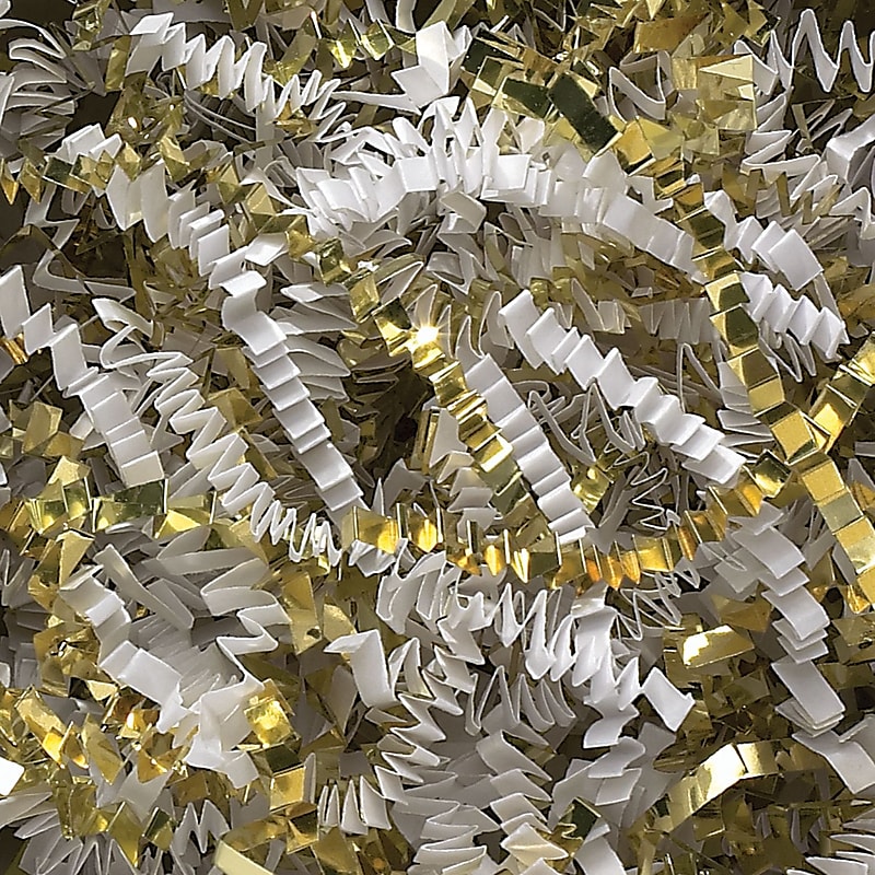 BOX Crinkle Paper, White and Gold Metallic Blend (CPB10EE) image 1