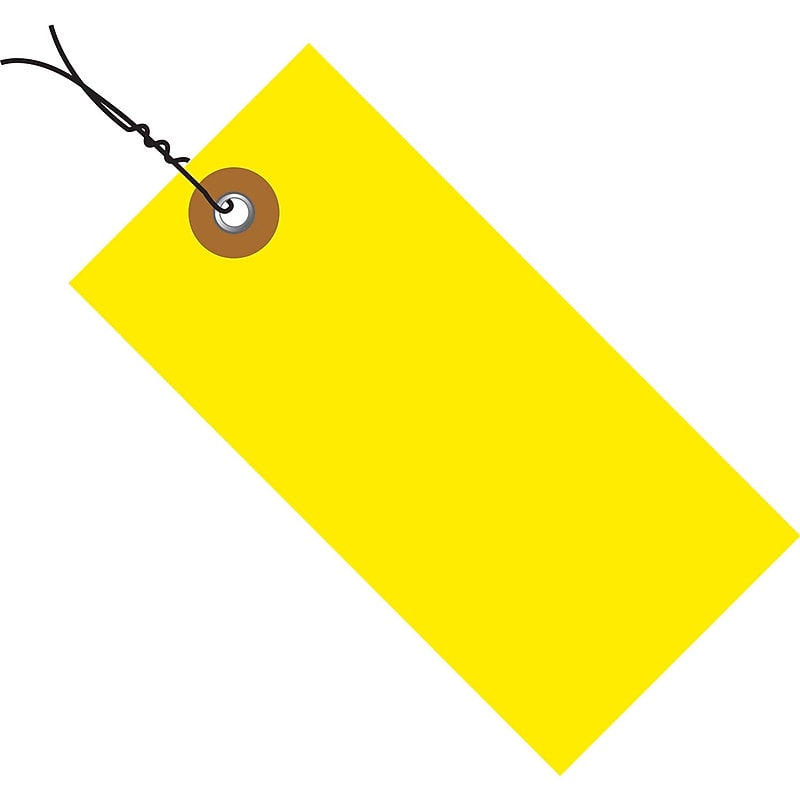 Tyvek 2 3/4" x 1 3/8" Pre-Wired Shipping Tag, Yellow, 100/Case (G14013B) image 1