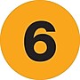 Tape Logic 1" Circle "6" Number Label, Fluorescent Orange, 500/Roll~#|#~s0708627_sc7