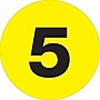 Tape Logic 1" Circle "5" Number Label, Fluorescent Yellow, 500/Roll~#|#~s0708628_sc7