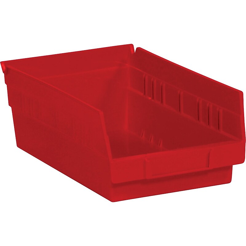 Quill Brand 11 5/8" x 6 5/8" x 4" Plastic Shelf Bin, Red, 30/Case (BINPS104R) image 1