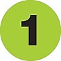Tape Logic 1" Circle "1" Number Label, Fluorescent Green, 500/Roll~#|#~s0708685_sc7