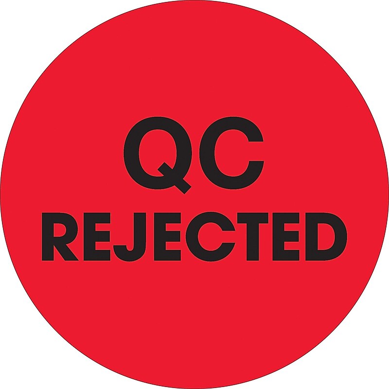 Tape Logic 2" Circle "QC Rejected" Label, Fluorescent Red, 500/Roll image 1