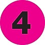 Tape Logic 1" Circle "4" Number Label, Fluorescent Pink, 500/Roll~#|#~s0708742_sc7