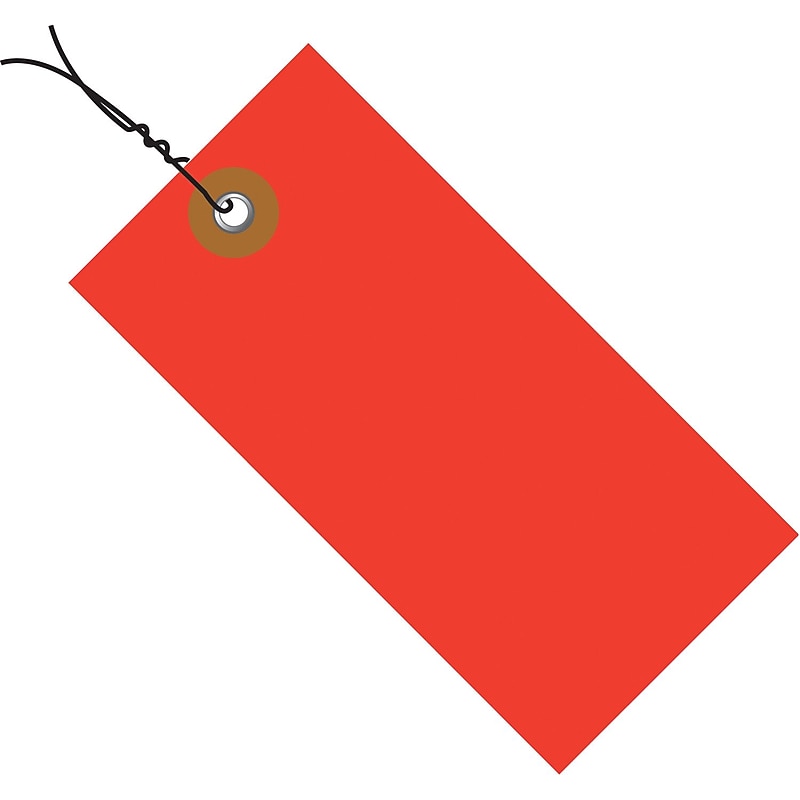 Tyvek 3 3/4" x 1 7/8" Pre-Wired Shipping Tag, Red, 100/Case (G14033D) image 1