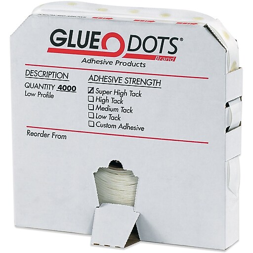 Glue Dots® 1/4" Super High Tack Glue Dots, Low Profile, 4000/Case