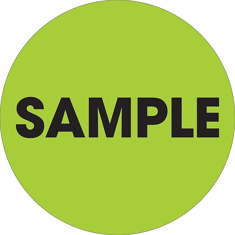Tape Logic 2" Circle "Sample" Label, Fluorescent Green, 500/Roll image 1