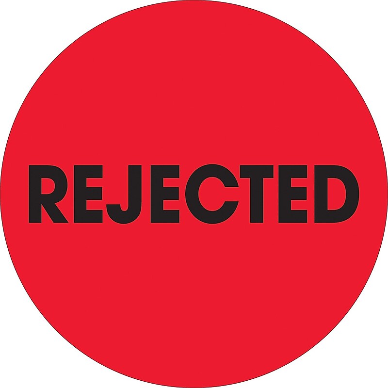Tape Logic 2" Circle "Rejected" Label, Fluorescent Red, 500/Roll image 1