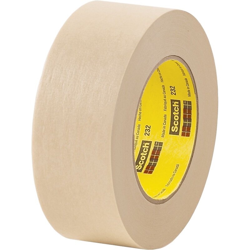3M™ Scotch® 1/4" x 60 Yards x 6.3 mil Masking Tape 232, Tan, 12 Rolls (T93123212PK) image 1