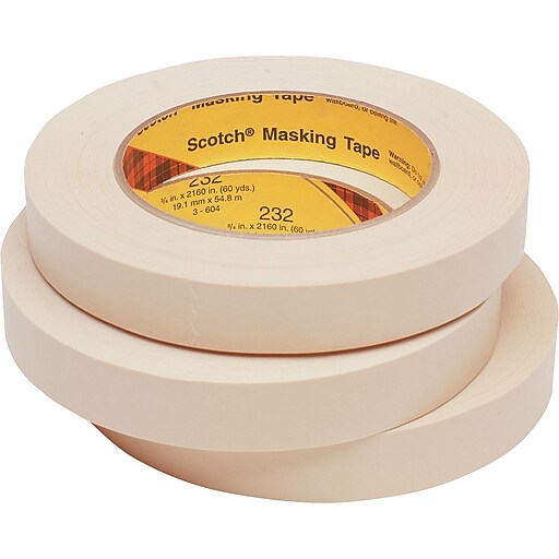 3M™ Scotch® 1/4" x 60 yds. x 7.6 mil Masking Tape 231, Tan, 12/Case at